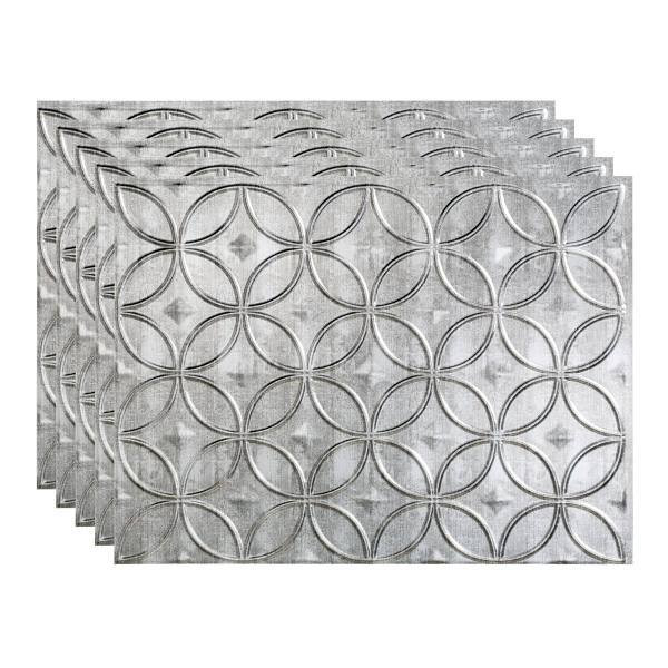 Fasade 18x24 Rings Backsplash Panel, Crosshatch Silver, Package Of 5