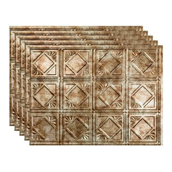 Fasade 18x24 Traditional #4 Backsplash Panel, Bermuda Bronze, Package Of 5
