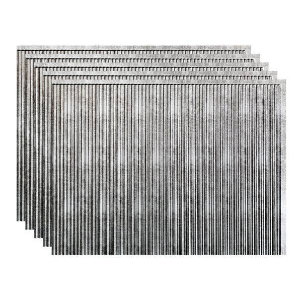Fasade 18x24 Rib Backsplash Panel, Crosshatch Silver, Package Of 5