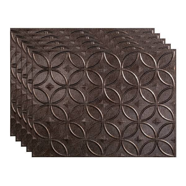 Fasade 18x24 Rings Backsplash Panel, Smoked Pewter, Package Of 5