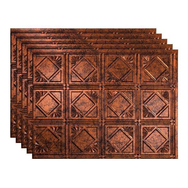 Fasade 18x24 Traditional #4 Backsplash Panel, Moonstone Copper, Package Of 5