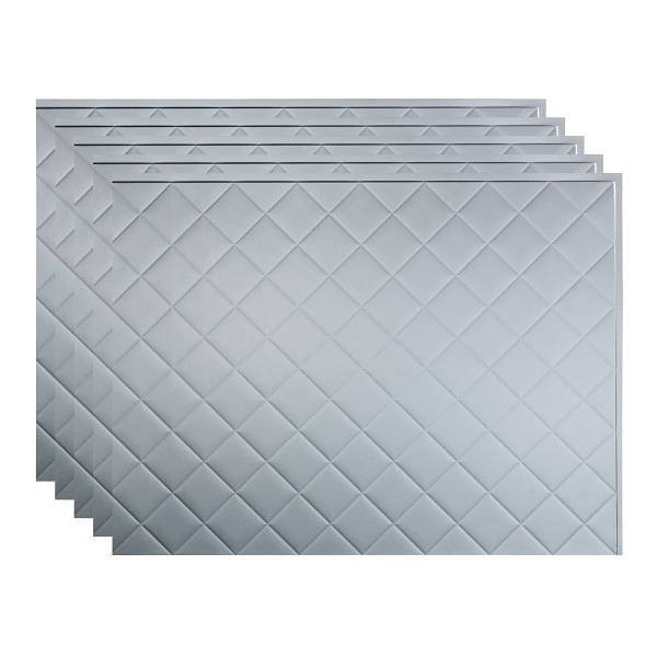 Fasade 18x24 Quilted Vinyl Backsplash Panel, Argent Silver, Package Of 5