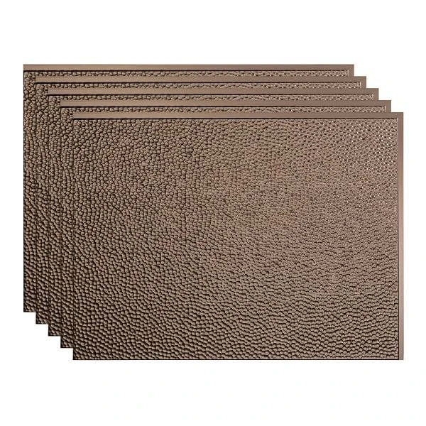 Fasade 18x24 Hammered Vinyl Backsplash Panel, Argent Bronze, Package Of 5