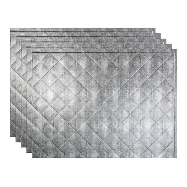 Fasade 18x24 Quilted Vinyl Backsplash Panel, Crosshatch Silver, Package Of 5