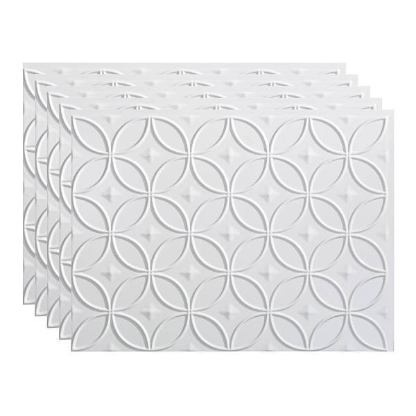 Fasade 18x24 Rings Backsplash Panel, Gloss White, Package Of 5