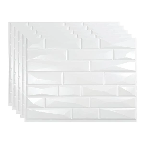 Fasade 18x24 Vista Backsplash Panel, Gloss White, Package Of 5