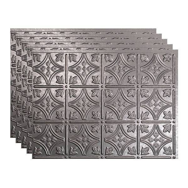 Fasade 18x24 Traditional #1 Backsplash Panel, Galvanized Steel, Package Of 5