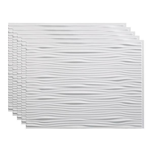 Fasade 18x24 Waves Backsplash Panel, Matte White, Package Of 5