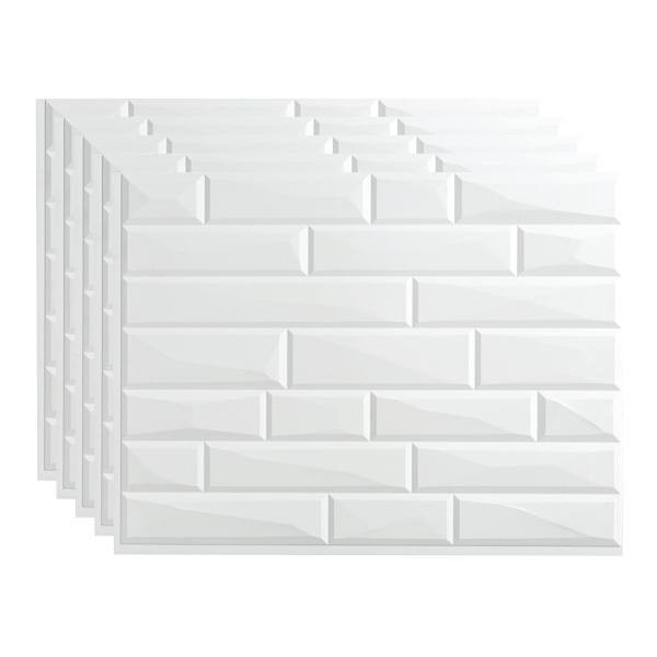 Fasade 18x24 Vista Backsplash Panel, Matte White, Package Of 5