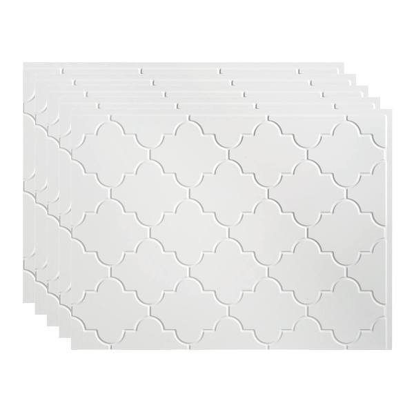 Fasade 18x24 Monaco Backsplash Panel, Gloss White, Package Of 5