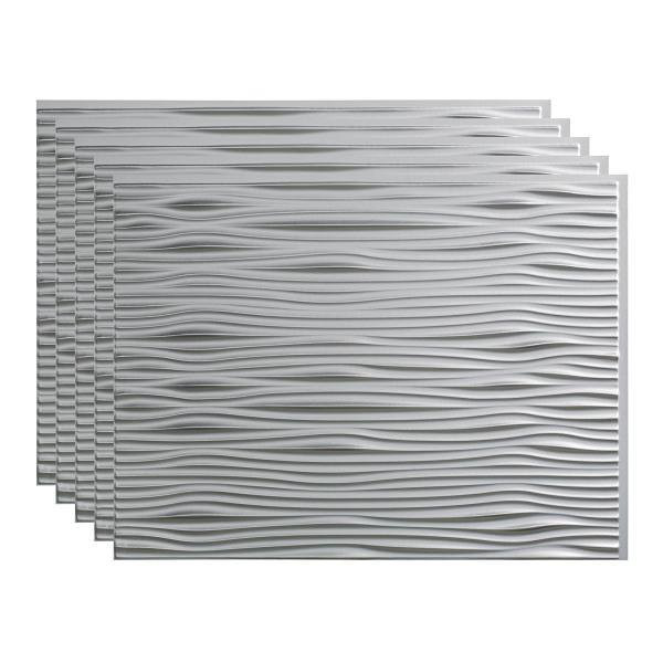 Fasade 18x24 Waves Backsplash Panel, Argent Silver, Package Of 5