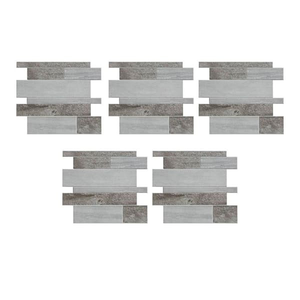 Aspect Metal Collage Backsplash Tile, Peel & Stick, Gray Corridor, Package Of 5