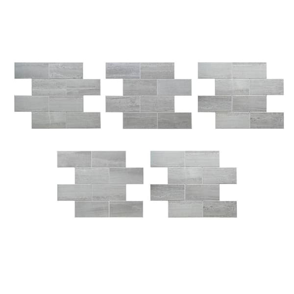 Aspect Metal Collage Backsplash Tile, Peel & Stick, Gray Subway, Package Of 5