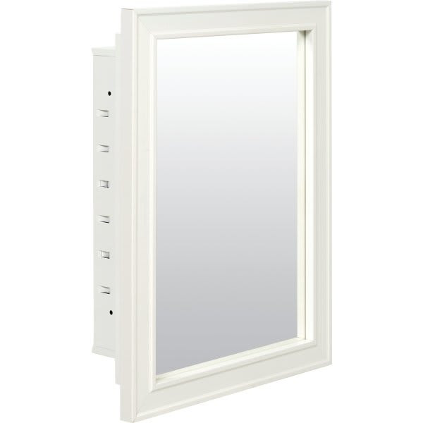American Pride 16w X 22"H White Wood Frame Recessed Mount Medicine Cabinet