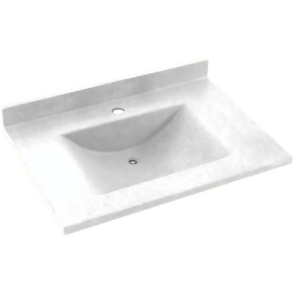 Swan White Contour Solid Surface Single Bowl Vanity Top 22" X 31"