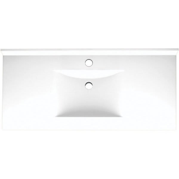 Swan White Contour Solid Surface Single Bowl Vanity Top 22" X 43"