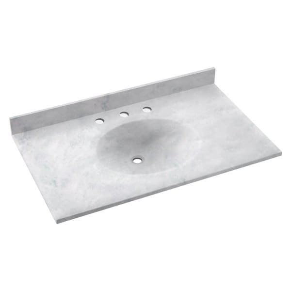 Swan Ice Ellipse Solid Surface Single Bowl Vanity Top 22" X 25"