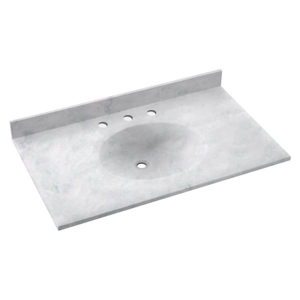 Swan Ice Ellipse Solid Surface Single Bowl Vanity Top 22" X 49"