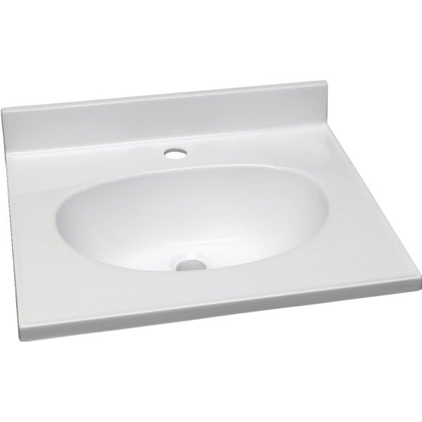 Design House 37x22" Solid White Cultured Marble Vanity Top And Bowl