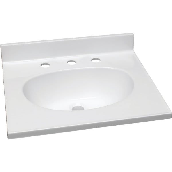 Design House 61 X 22 Solid White Cultured Marble Vanity Top And Bowl, Widespread