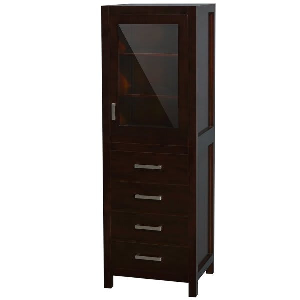 Wyndham Sheffield Espresso 4-Drawer Linen Tower Storage Cabinet 24  Inch