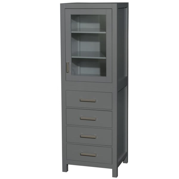 Wyndham Sheffield Dark Gray 4-Drawer Linen Tower Shelved Cabinet 24 Inch