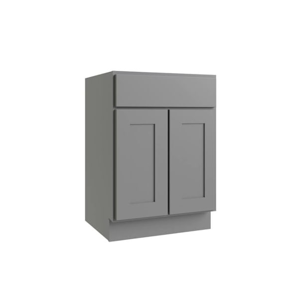 CNC CABINETRY Luxor Vanity Base Cabinet, 24"W X 34.5"H X 18"D, Shaker Misty Grey