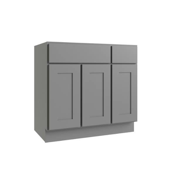 CNC CABINETRY Luxor Vanity Base Cabinet, 33"W X 34.5"H X 21"D, Shaker Misty Grey