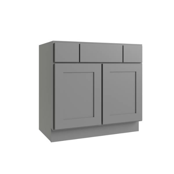 CNC CABINETRY Luxor 2-Drawer Vanity Base Cabinet, 42"W, Shaker Misty Grey