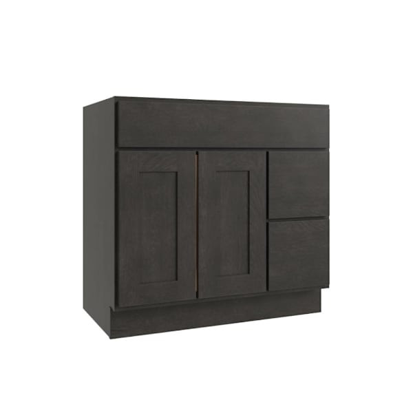 CNC CABINETRY Luxor 2-Door Vanity Cabinet, 42"Wx34.5"Hx21"D, Shaker Smoky Grey