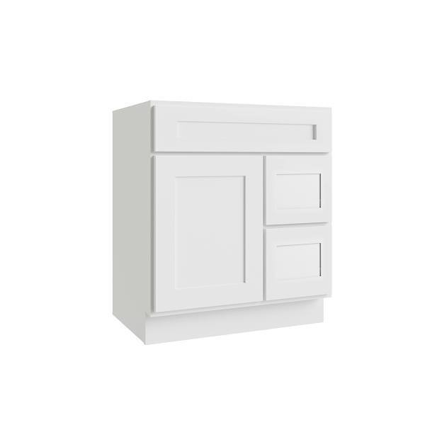 CNC CABINETRY Luxor 2-Door Vanity Cabinet, 5-Pc, 30"Wx34.5"Hx21"D Shaker White
