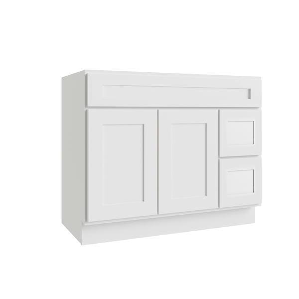 CNC CABINETRY Luxor 2-Door Vanity Cabinet, 5-Pc, 36"Wx34.5"Hx21"D Shaker White
