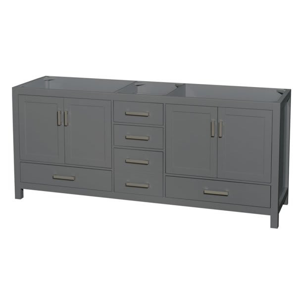 Wyndham Sheffield Dark Gray Double Bath Vanity Without Top, Sink And Mirror