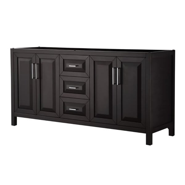 Wyndham Daria Dark Espresso Double Bath Vanity 72" Without Countertop & Mirror
