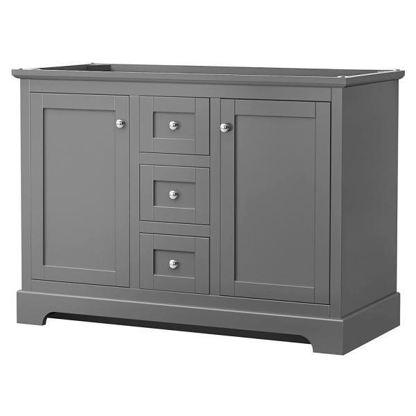 Wyndham Avery 48" Dark Gray Double Vanity, No Top, No Sinks