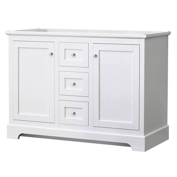 Wyndham Avery 48" White Double Vanity, No Top, No Sinks
