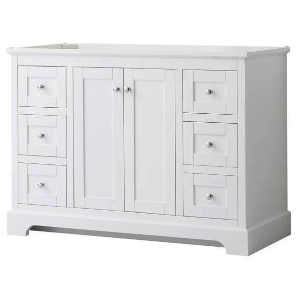 Wyndham Avery 48" White Single Vanity, No Countertop, No Sink