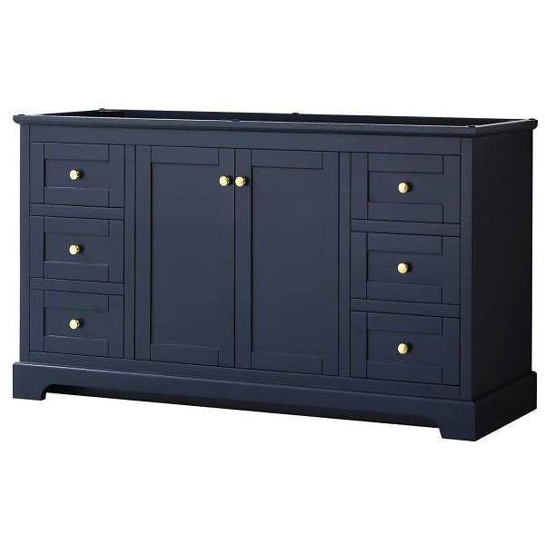 Wyndham Avery 60" Dark Blue Single Vanity, No Countertop, No Sink