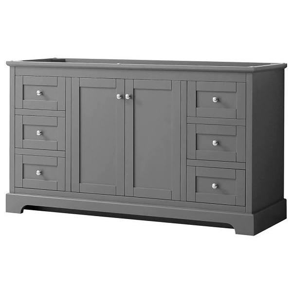 Wyndham Avery 60" Dark Gray Single Vanity, No Countertop, No Sink
