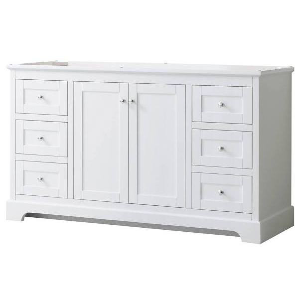 Wyndham Avery 60" White Single Vanity, No Countertop, No Sink