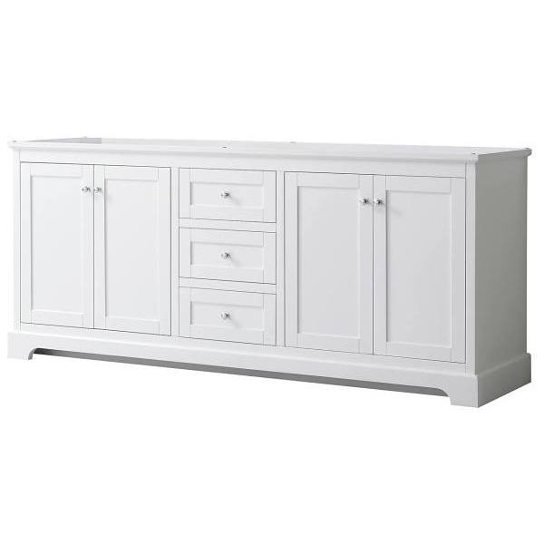 Wyndham Avery 80" White Double Vanity, No Countertop, No Sinks