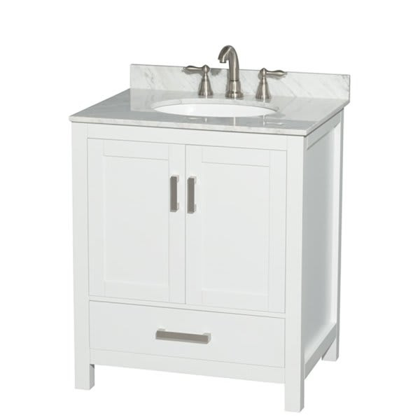 Wyndham Sheffield White Single Bathroom Vanity 30" Without Mirror & Oval Sink