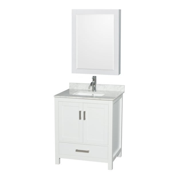 Wyndham Sheffield White Single Bathroom Vanity 30" With Square Sink