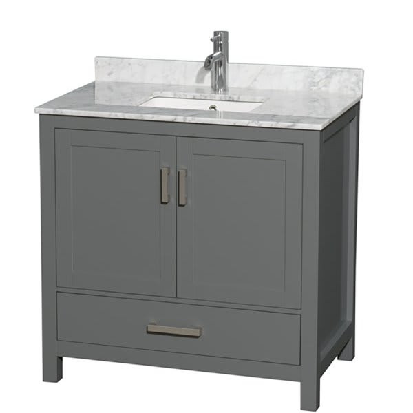 Wyndham Sheffield Dark Gray Single Bathroom Vanity 36" With Square Sink
