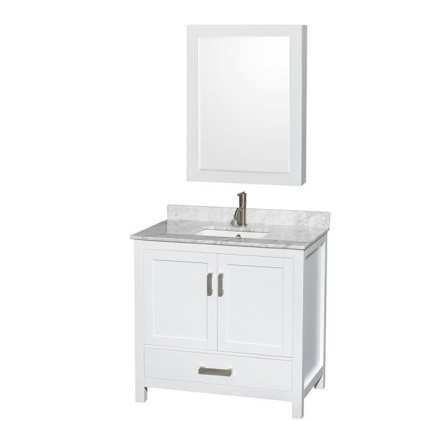 Wyndham Sheffield White Single Bathroom Vanity 36" With Square Sink