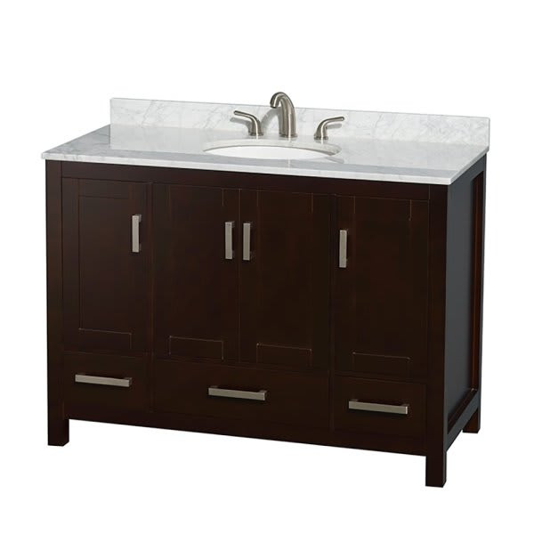 Wyndham Sheffield Espresso Single Bathroom Vanity 48" W/Countertop & Oval Sink