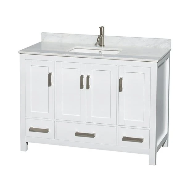 Wyndham Sheffield White Single Bathroom Vanity 48" With Countertop &square Sink