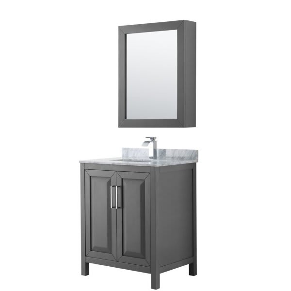 Wyndham Daria Dark Gray Single Bathroom Vanity 30" With Square Sink & Cabinet