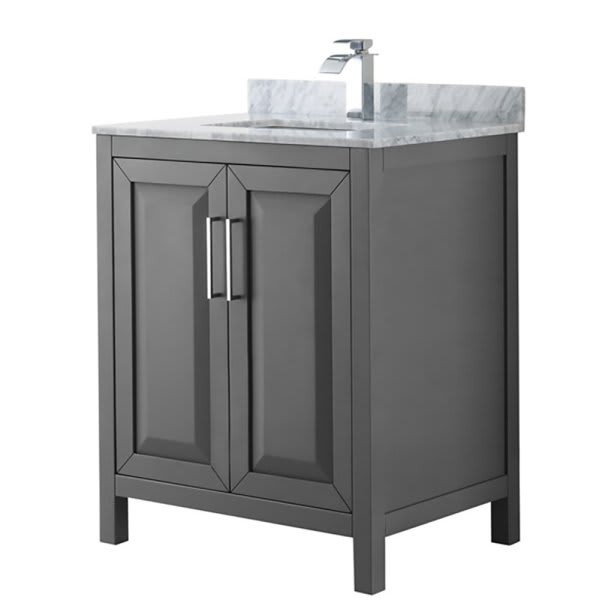 Wyndham Daria Dark Gray Single Bathroom Vanity 30" With Countertop & Square Sink