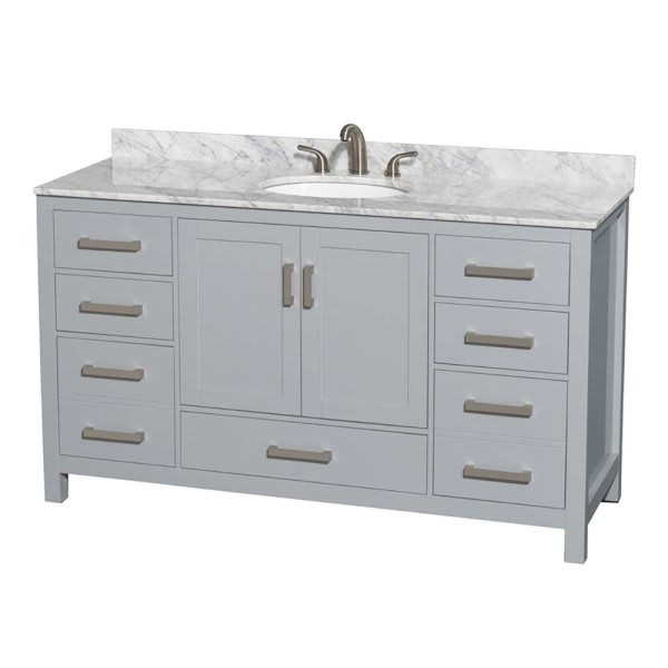 Wyndham Collection Sheffield 60 In. Single Bathroom Vanity W/ Top And Sink (Gray)